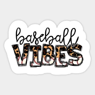 Baseball Vibes Leopard   Baseball Mom Sticker